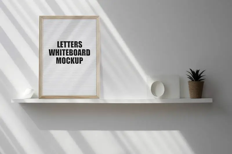 Mockup of a Letter Board on an Elegant White Wall