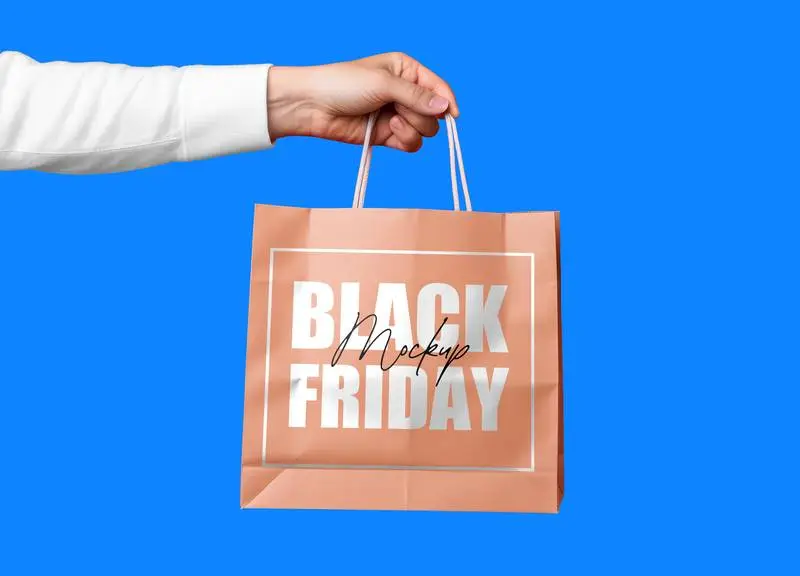 Mockup of a Paper Shopping Bag for Black Friday