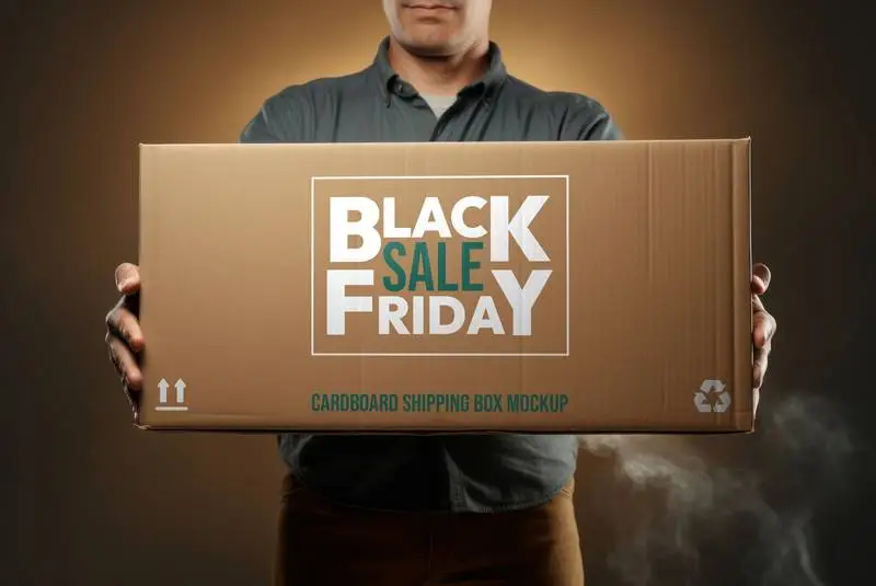 Mockup of Cardboard Shipping Box Design
