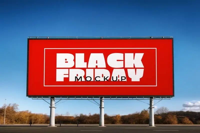 Mockup of Outdoor Billboard Advertisement for Black Friday