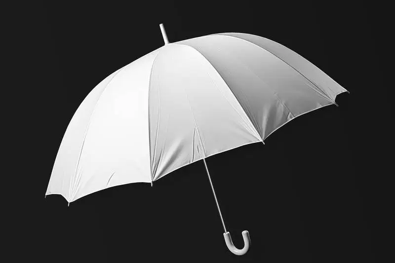 Blank Image of White Umbrella on Black Background