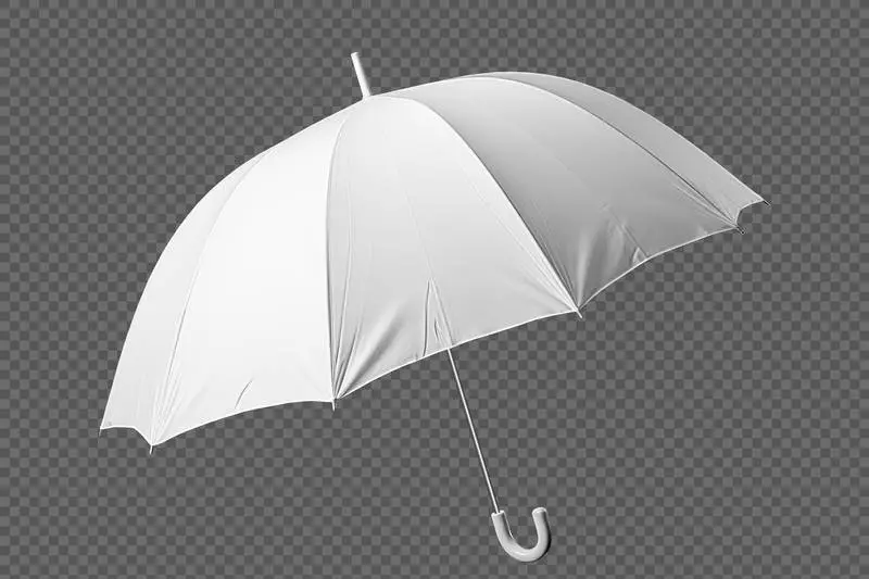 Isolated Blank Image of White Umbrella on Transparent Background