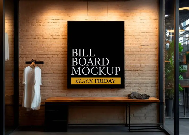 Poster Mockup in Modern Clothing Shop