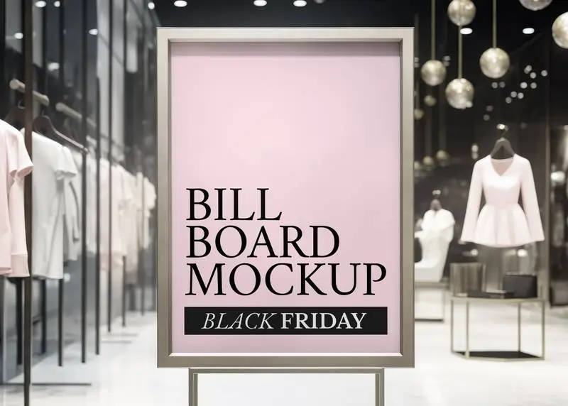 Poster Mockup in Modern Ladies Clothing Shop