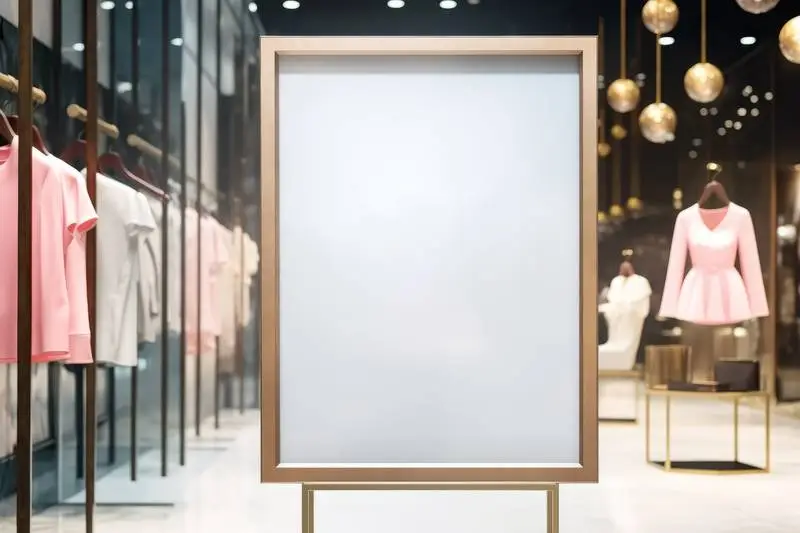 Blank Image of Poster in Modern Women’s Clothing Shop