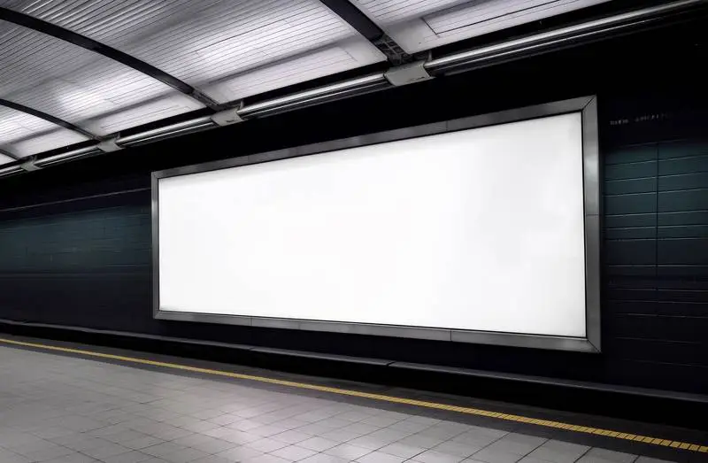 Image Blank Poster Subway Billboard on Tiled Wall