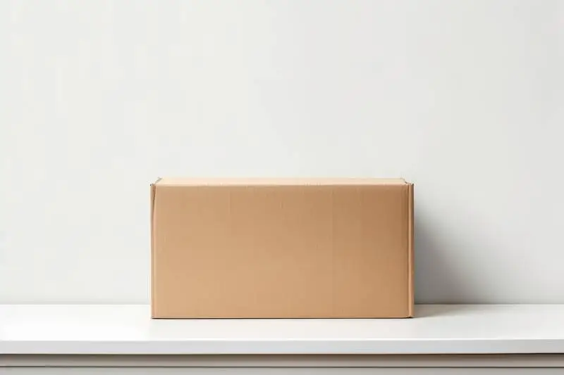 Blank Image of Label on Cardboard Box to Send on Table Top