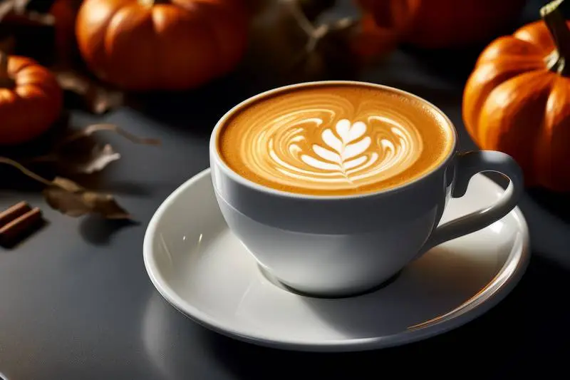 Picture of a Cup of Pumpkin Spice Latte on a Warm Autumn Background
