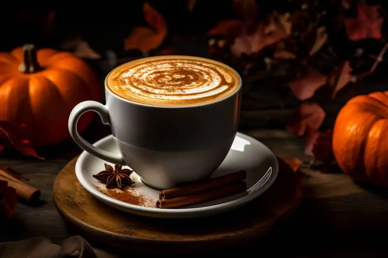 Pumpkin Spice Latte on a Warm Autumn Background