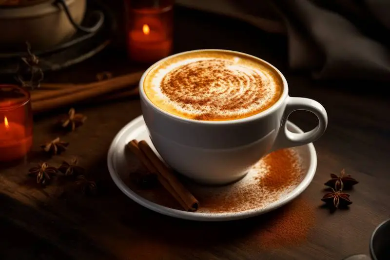 Delicious Pumpkin Spice Latte on a Warm Autumn Background