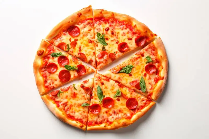 A Delicious Freshly Made Pepperoni Pizza on a White Background