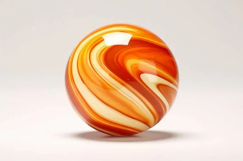 Polished Orange Stone Sphere on a White Background