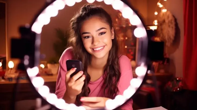 Influencer Young Girl Making a Video for Social Media