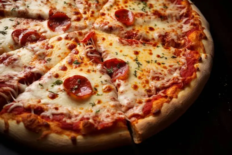 A Delicious Fresh Pizza on a Black Background