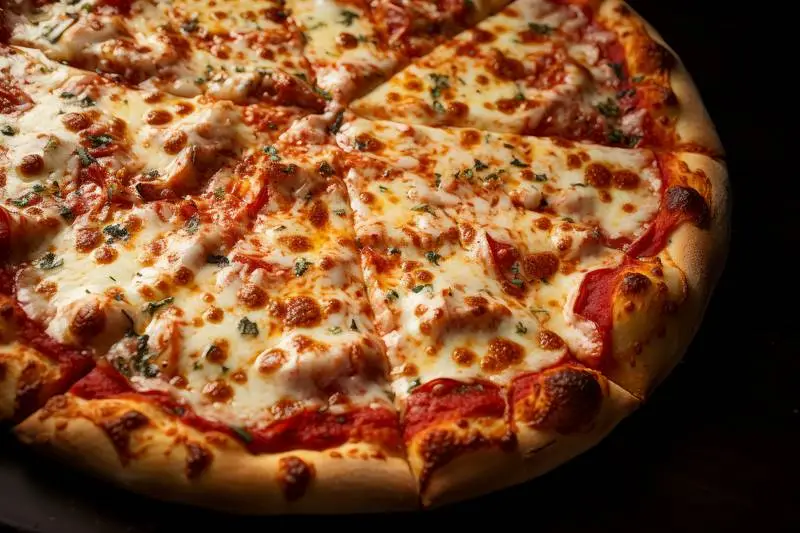 Photo of a Delicious Freshly Made Pizza on a Black Background