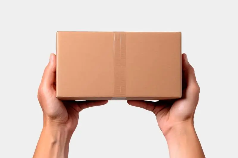 Blank Image of Delivery Box with Hands on Transparent Background