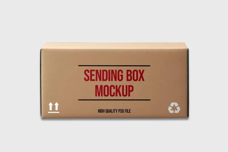 Mockup of Label on Delivery Box on Blue Background