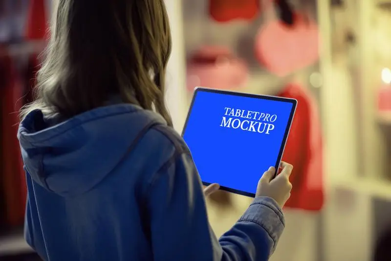 Girl’s Back with Tablet Pro Mockup