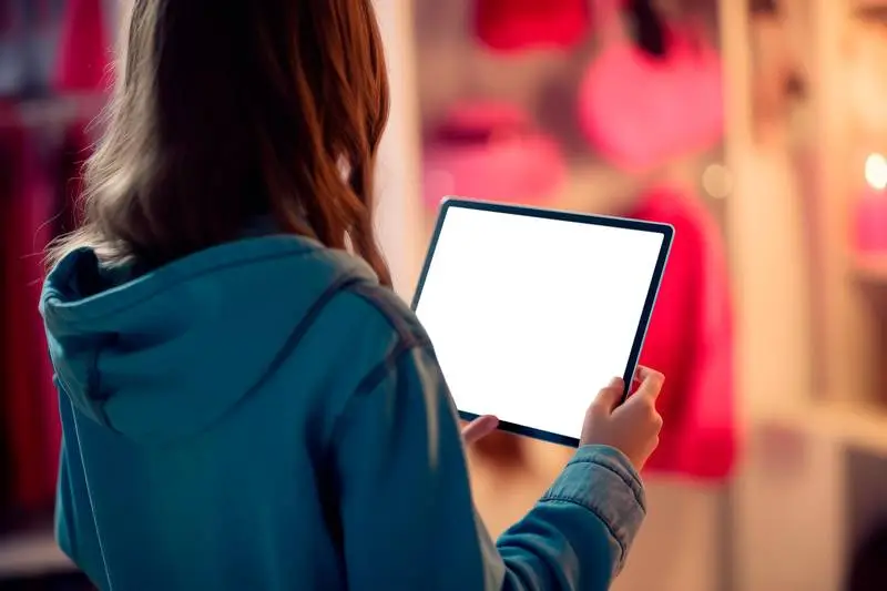 Image of Girl’s Back with Tablet Pro Mockup