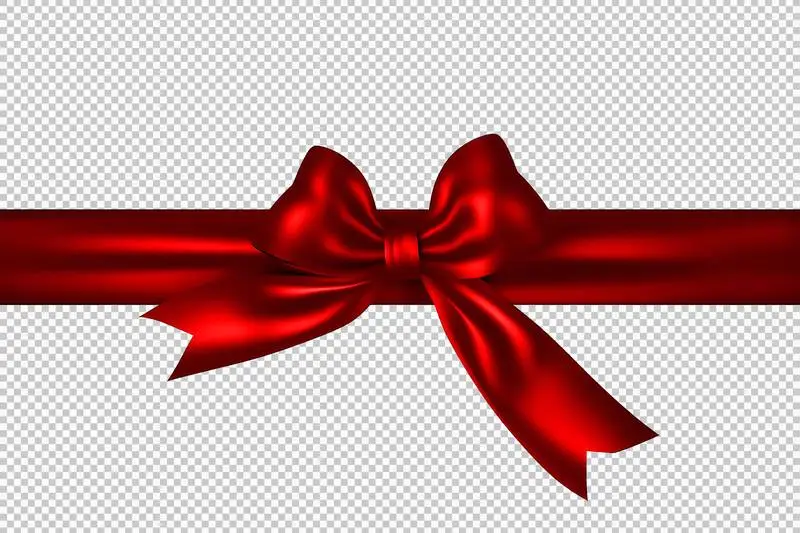 Red Ribbon Bow Isolated on Transparent Background