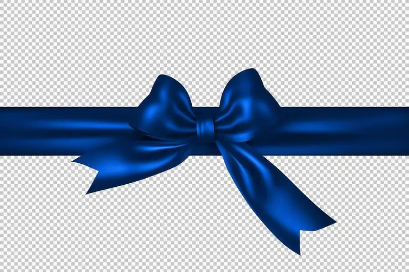 Blue Ribbon Bow Isolated on Transparent Background
