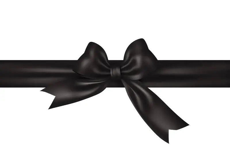 Image of Black Ribbon Bow Isolated on White Background