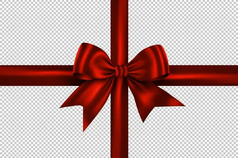 Red Gift Bow on Transparent Background