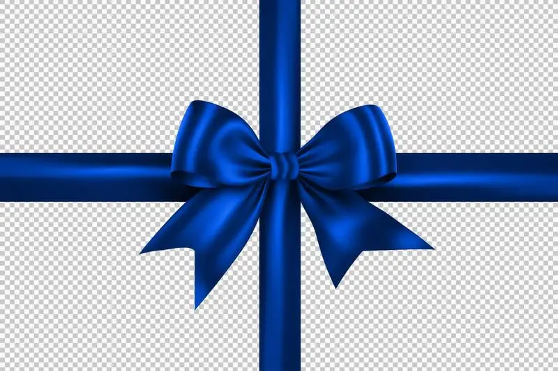 Blue Gift Bow on Transparent Background
