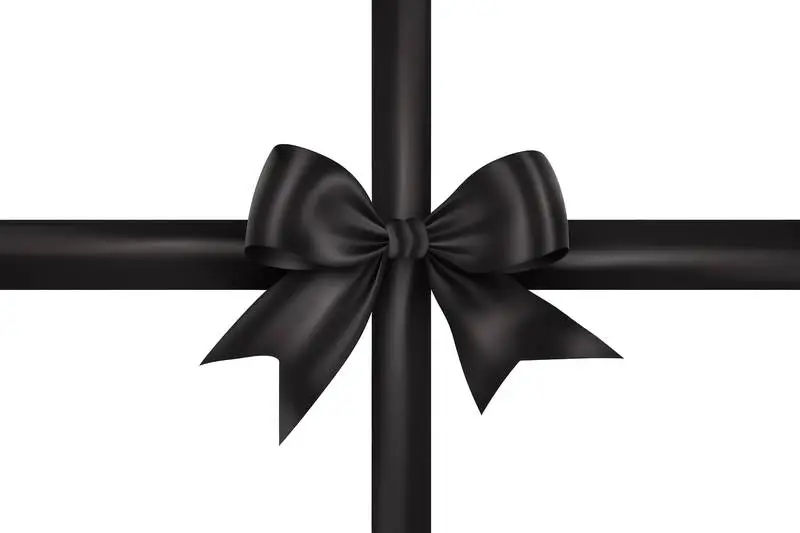 Black Gift Bow on White Background