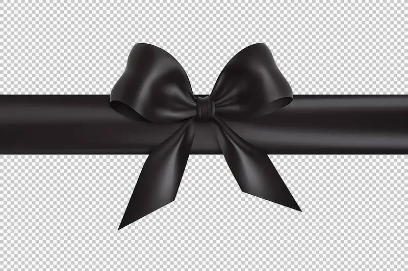 Black Gift Ribbon on Transparent Background