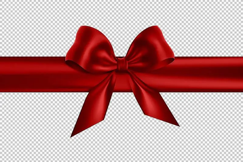 Red Gift Ribbon on Transparent Background