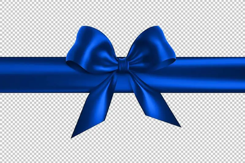 Blue Gift Ribbon on Transparent Background