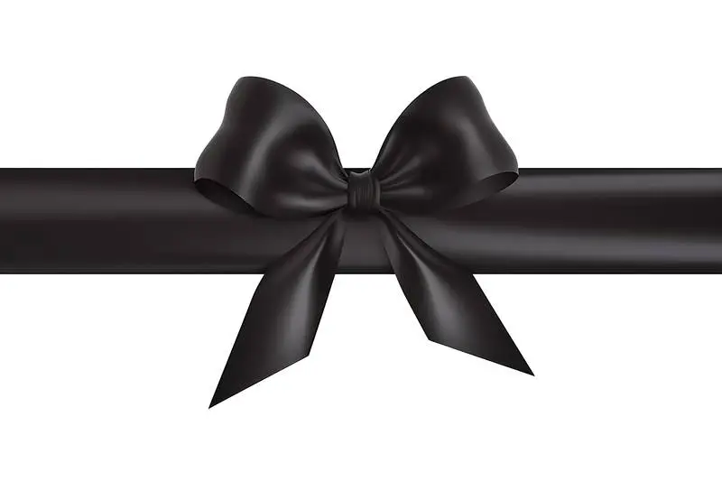 Black Gift Ribbon on White Background