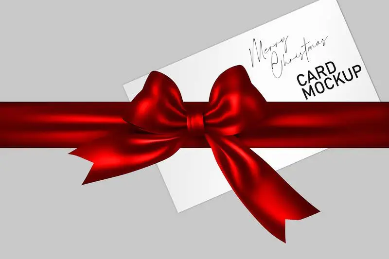 Gift Card with Red Ribbon Isolated