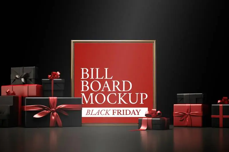 Black Friday Gift Box Scene Poster Mockup
