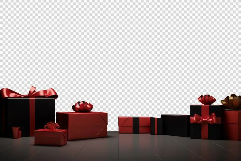 Gift Boxes Scene Isolated on Transparent Background