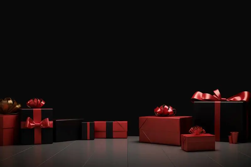 Gift Boxes Scene on Black Background