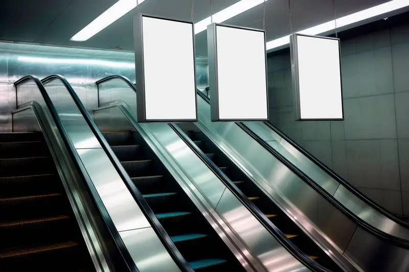 Three Blank Posters Hanging Inside Subway Station