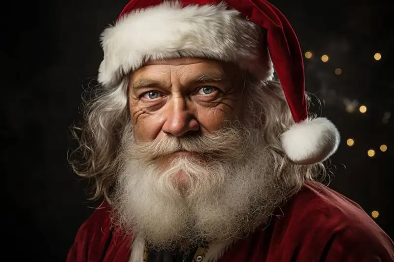 Realistic Photo of Santa Klauss With Christmas Decorations in the Background