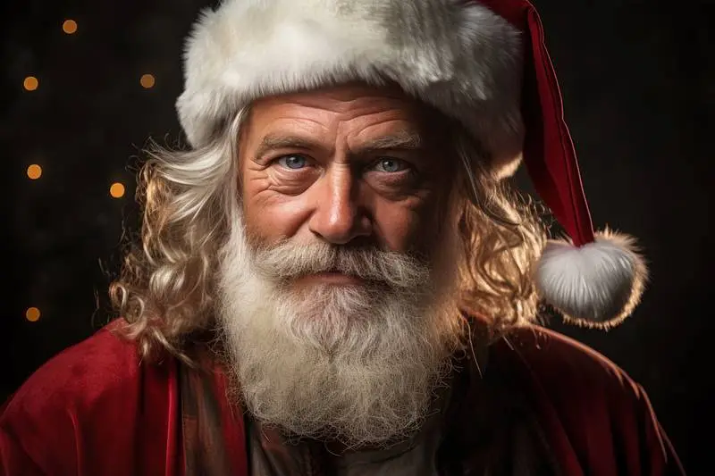 Photo of Santa Klauss With Christmas Decorations in the Background
