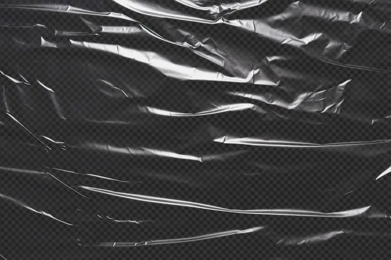 Translucent Plastic Wrapping Foil on a Transparent Base