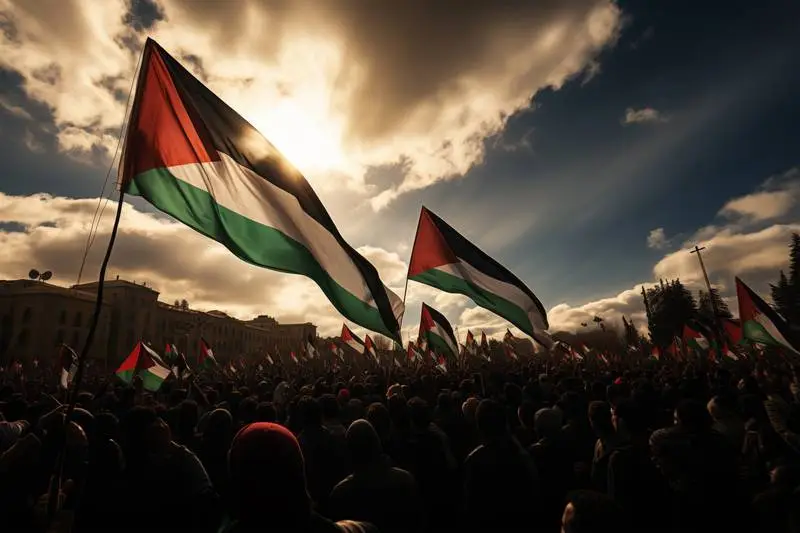 Picture of Massive March With Palestine Flags