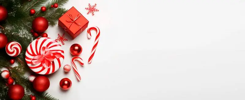 Image of Christmas Decoration of Branches and Balls on a White Background
