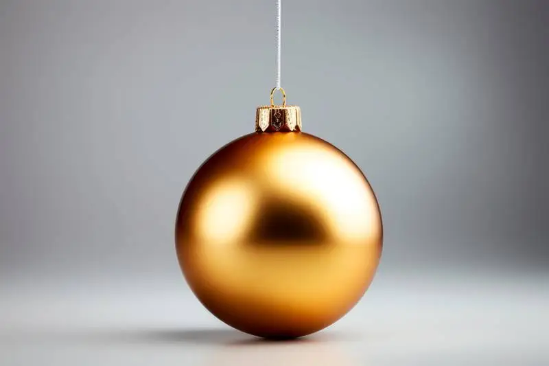 Image of a Golden Christmas Ball on Grey Background