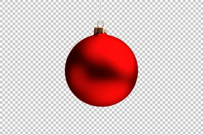 Image of Red Christmas Ball Isolated on Transparent Background