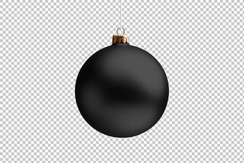 Image of Black Christmas Ball Isolated on Transparent Background
