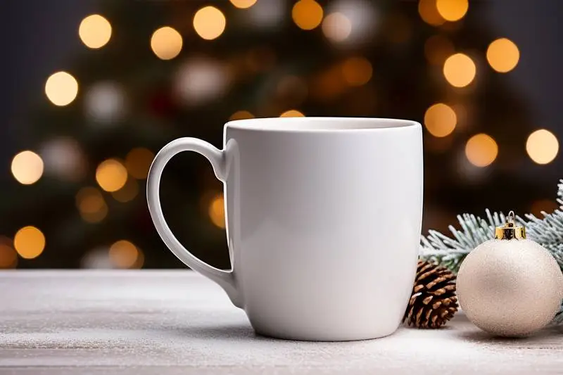 Blank Coffee Mug in a Christmas Scene