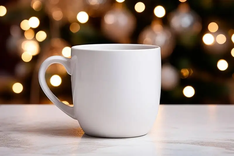 Photo of a Blank Coffee Mug in a Christmas Scene