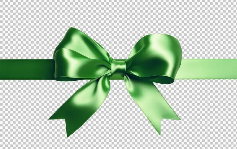 Photo of Green Satin Bow for Wrapping Isolated on Transparent Background