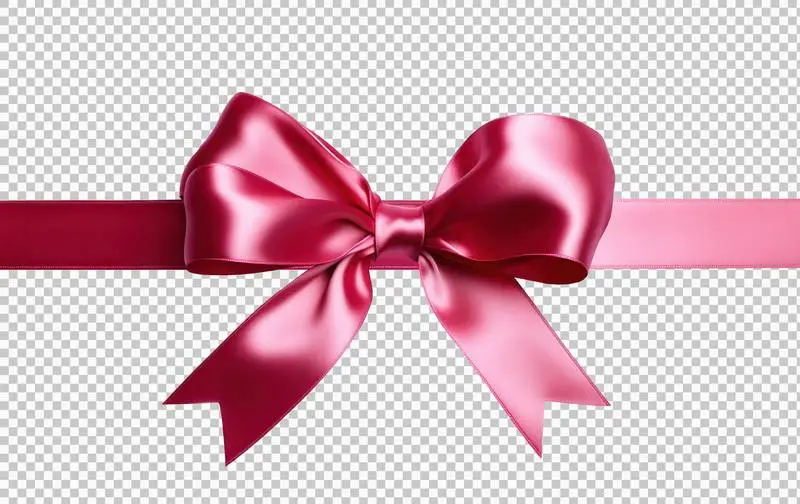 Photo of Pink Satin Bow for Wrapping Isolated on Transparent Background